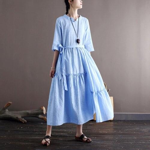 Original Summer Dress Literary Loose Elegant Dress for Women Dress Ladies Plus Size Womens Dress Travel Long Dress