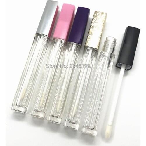 Plastic Square Lip Gloss Black Cover Square Tube 50 Pieces Lip Oil Bottle Lip Glaze Lipstick Empty Tube Lip Tube