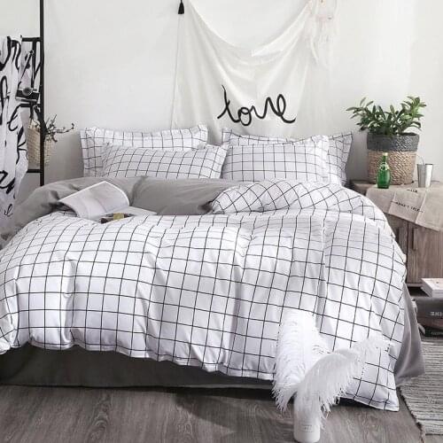 41Home Textile Black Lattice Duvet Cover Pillowcase Bed Sheet Simple Boy Girls Bedding Sets 3/4Pcs Single Double Bedlinen