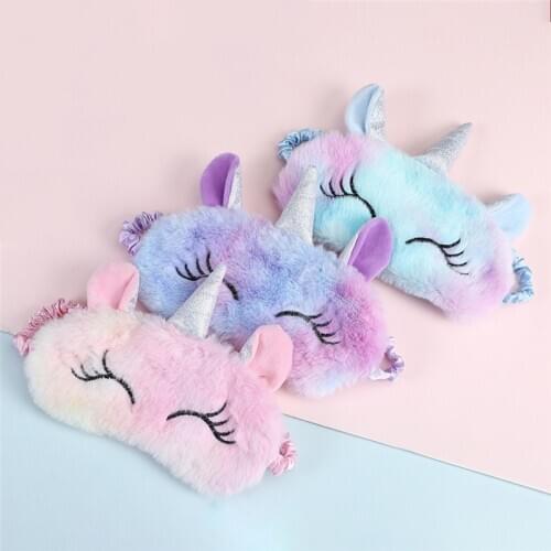 Plush Unicorn Sleeping Eye Mask Cute Kids Sleep Mask 3D Cartoon Eye Cover Eye Blindfolds Travel Eye Band Shade Rest Eyepatch
