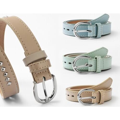 MYMC Fashion Ladies Casual Simple Belt Rivet inlaid Solid Color Childrens Belt Jeans Decorative Waistband Women