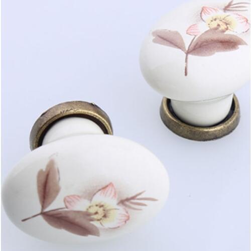 Rustico rural ceramic kitchen cabinet cupboard door handles oval bronze drawer tv table shoe cabinet dresser knobs pulls