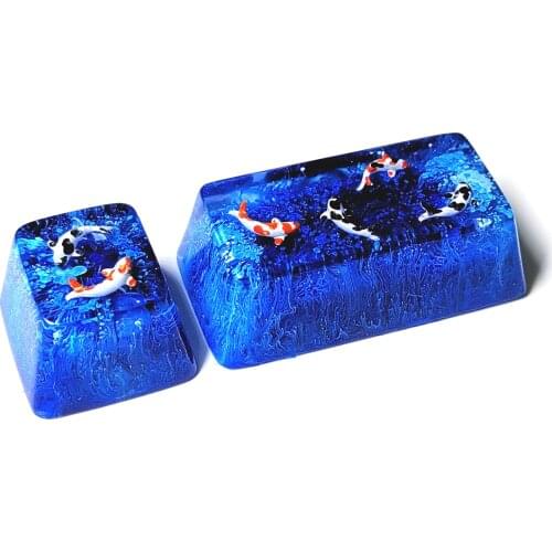 Handmade Customized Resin Keycap Koi Fish Keycap For All Mechanical Keyboard For MX Switch / Cross Switch - Gradient Purple