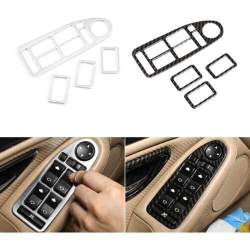 Car Styling ABS Carbon Texture Interior Window Lift Control Switch Button Panel Frame Cover Trim For BMW 5 Series E39 96-03