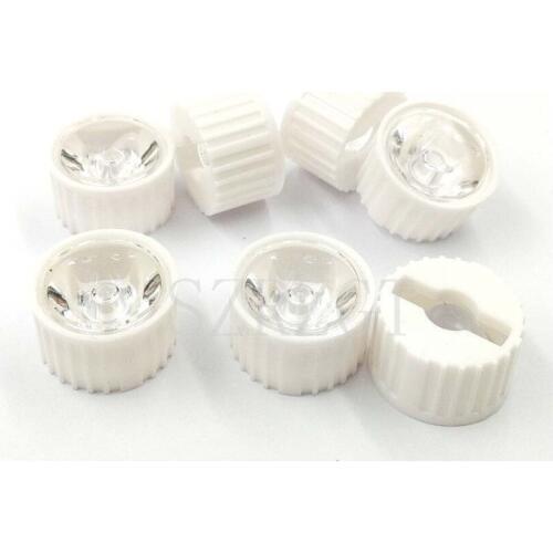 10pcs 5/15/25/30/45/60/90/120 degrees LED Lens With white Holder For 1W 3W 5W High Power LED Lamp Light