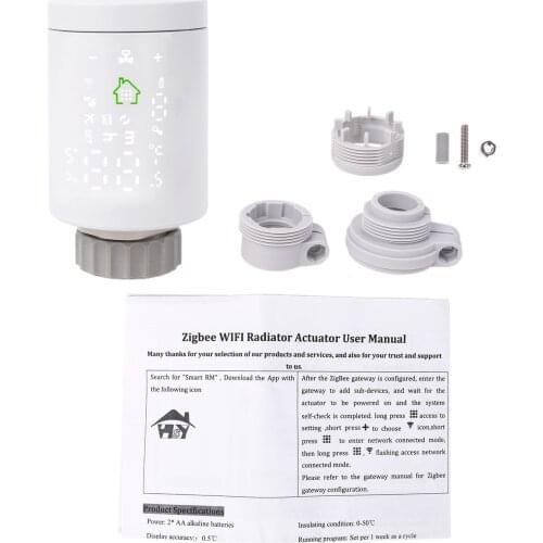 TUYA Zigbee3.0 Wifi TRV Thermostat Thermostatic Radiator Actuator Voice Control M17E
