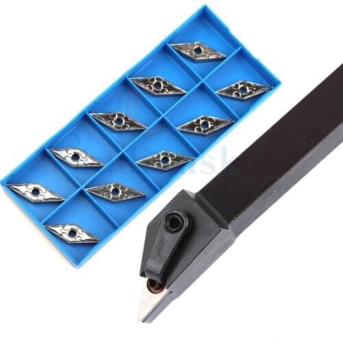 1pc MVJNR2020K16 MVJNR2525M16 93° rhombus CNC lathe outer circle turning tool bar +10pcs VNMG1604 Carbide inserts Pointed blades