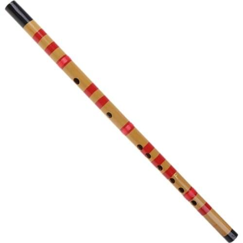 OOTDTY Traditional Long Bamboo Flute Clarinet Student Musical Instrument 7 Hole 42.5cm