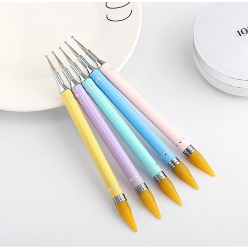 Nail Art Rhinestone Picker Wax Pencil Crystal Handle Tools Double Head Diamond Embroidery Point Drill Pen Dot Painting Point Pen