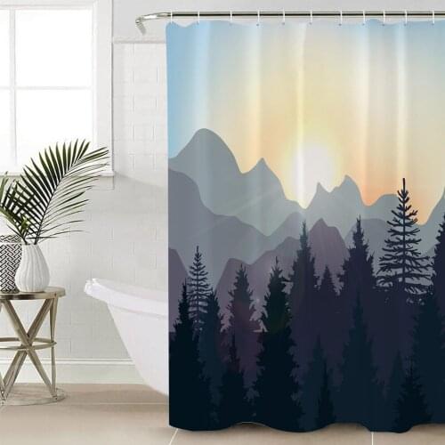 Mountain Pine Woods Sun Shower Curtain Bathroom Decorative Waterproof Polyester Fabric Curtain for Bathroom