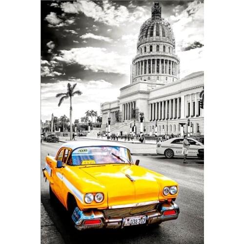 Yellow taxi The wooden puzzle 1000 pieces ersion jigsaw puzzle white card adult childrens educational toys