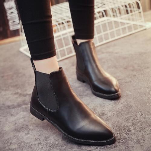 Black Shoes Women Boots New 2020 Comfy Square High Heel Ankle Boots Fashion Pointed Toe Zipper Boots Autumn Winter Ladies Shoes