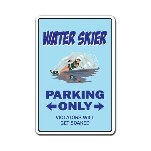 ZMKDLL Bar Restaurant Tin Sign Water Skier Decal Parking Skiing Waterskier Boat Wave Runner Skis Boater Retro 8x12 Inch