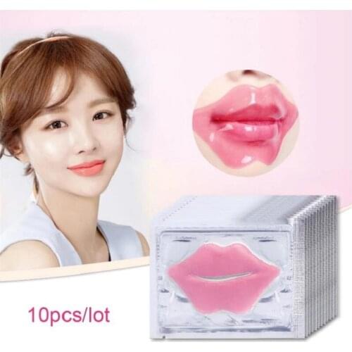 10Pcs Beauty Super Lip Plumper Pink Crystal Collagen Lip Mask Patches Moisture Essence Wrinkle Ance korean Cosmetics Skin Care