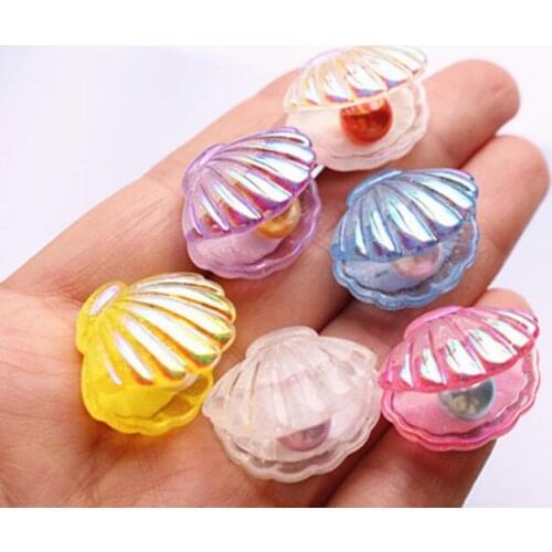 10pcs/lot Kawaii Cute Color plated pearl shells Flat back Resin Cabochons Scrapbooking DIY Jewelry Craft Decoration Accessorie