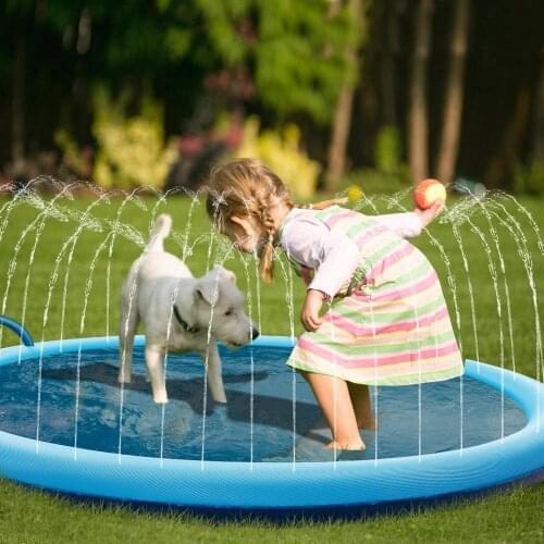 170*170cm Pet Sprinkler Pad Play Cooling Mat Dog Swimming Pool Inflatable Water Spray Pad Mat for Dogs Cats Summer Cool Bathtub
