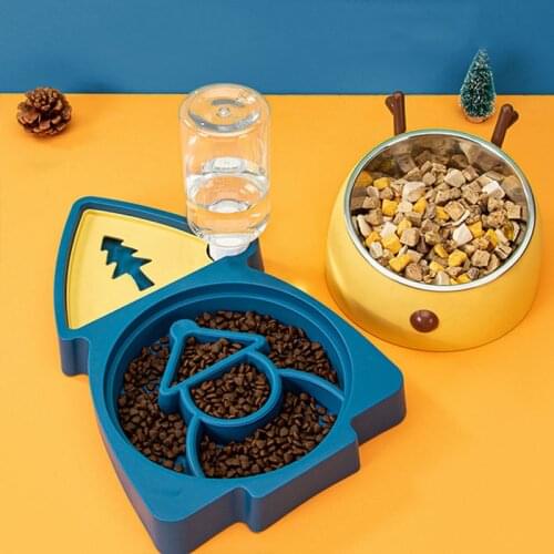 3 in 1 Pet Dog Feeder Bowl With Water Bottle Cat Automatic Drinking Bowl Cat Food Bowl Stainless Steel Cat Dog Double Bowl