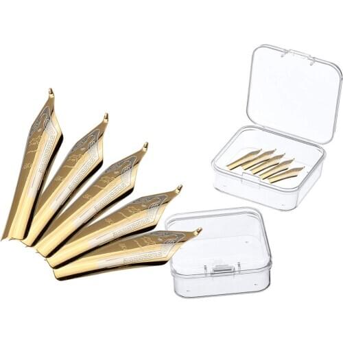 5PCS M Straight or B Hooked calligraphy nib Gold or Silver Fountain Pen Nib for Jinhao X750/159/X450/650