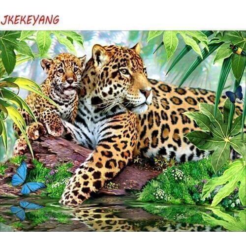5D DIY square/round Diamond Painting leopard Cross Stitch Diamond Embroidery Pattern Rhinestone J1803