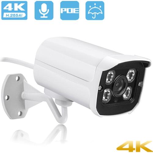 8MP 4MP Ultra HD Audio H.265 POE IP Camera AI Motion Detection Alert Waterproof Video Surveillance Bullet Camera IR Night Vision