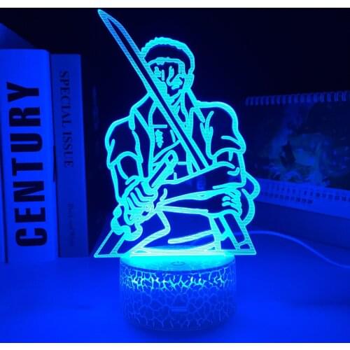 Zoro Anime Figure 3D Touch Sensor Colorful White Base Nightlight Child Birthday Gift Night Light Room Decor Light Zoro LED Lamp