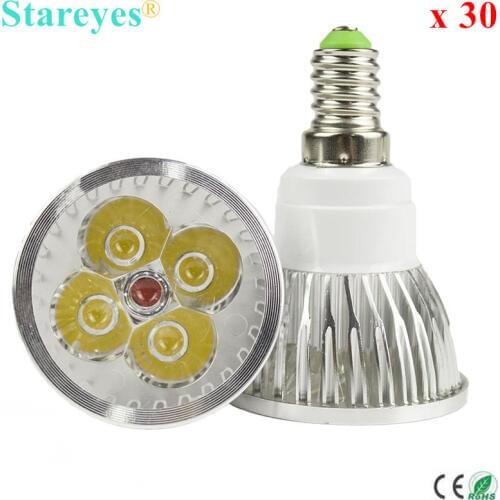 Free shipping 30 pcs Dimmable 4W 3W E14 MR16 GU10 E27 B22 GU5.3 High Power LED Spotlight Downlight lamp droplight bulb Lighting