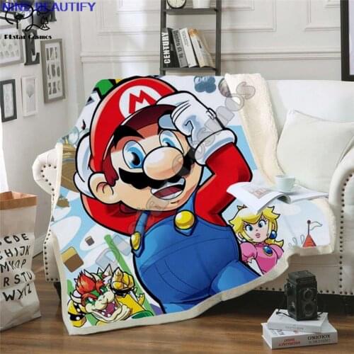 Cartoon Blanket Kids Super Mario 3D Design Flannel Fleece Blanket Anime Sonic Printed Children Boy Girl Warm Bed Throw Blanket