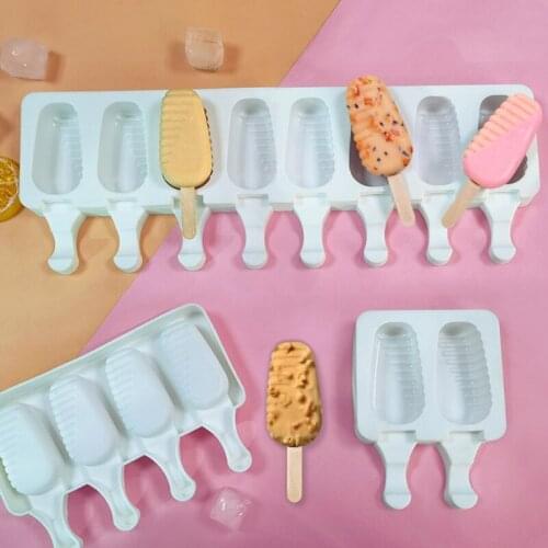 Mold Silicone Ice-Pop Molds 2/4/8 Cavities Homemade DIY Ice Cream Maker Y1QB