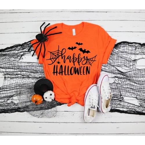 Happy Halloween pattern T-Shirt funny fashion halloween costume Female Clothing Women T-shirt Cotton Short Sleeve aesthetic