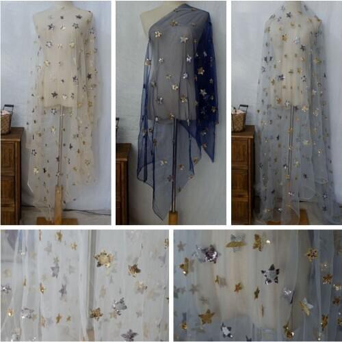 150CM heavy work exquisite mesh star sequin embroidery lace fabric DIY high-grade clothing accessories