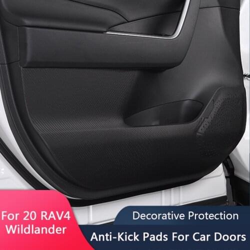 QHCP Leather Car Inner Door Anti Kick Pad Side Edge Protection Sticker For Toyota RAV4 Wildlander 2020 Auto Interior Accessories