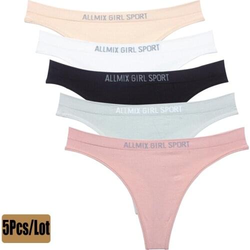 LEVAO 5Pcs/Lot Women Seamless Sexy Cotton Shaper Panties Thong Girls Sports Letter G String Underwear Slimming Comfort Briefs