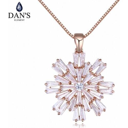 DANS Element Brand Hot Sale 3 Colors Real Austrian Crystals Fashion Snowflake Pendant Necklace for Women Valentine Gift 127206