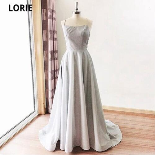 LORIE Spaghetti Straps Long Evening Party Gowns 2021 Vestidos De Festa Sexy Backless Simple Satin Formal Wedding Prom Dress