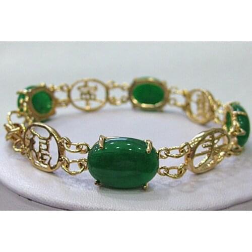 Fashion jewelry 12X16MM Bead Green Jade Bracelet