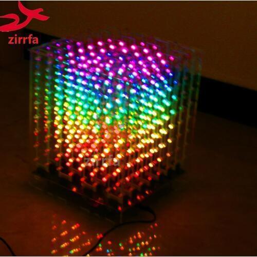Electronic diy kit 2018 NEW 3D 8 8x8x8 RGB/Colorful led cubeeds kit with Excellent animations Christmas Gift for SD card