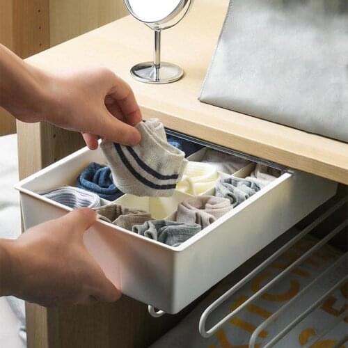 Wall Mount Underwear Storage Box Plastic Bras Socks Drawer Box Seamless Stickers Wardrobe Dividers Organizers Drawer Organizer