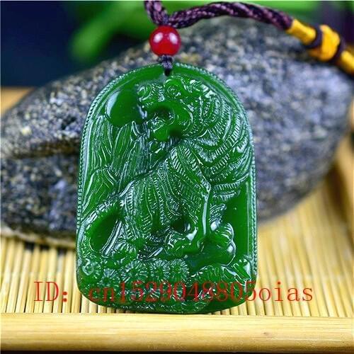 Natural Green Chinese Jade Tiger Pendant Necklace Fashion Accessories Charm Jewelry Carved Amulet Gifts for Women Men