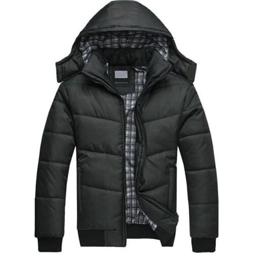 New Solid Hooded Mens Winter Jackets Casual Parkas Men Coats Thick Thermal Shiny Coats Slim Fit Brand Clothing Big Size 4XL