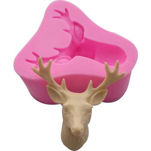 New Deer Head Fondant Mold Christmas Elk Silicone Fondant Cake Mold Silicone Mat Chocolate Mold