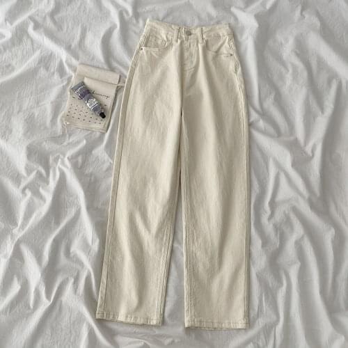 2021 New Jeans Summer Casual Streetwear High Waist Baggy Versatile Straight Denim Trouser Vintage Apricot Mom Denim Pants