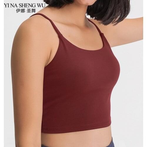 New Push Up Padded Gym Fitness Bras Crop Tops Women Plain Soft Yoga Workout Sports Bras with Removable Pads Bra Sleeveless Vest