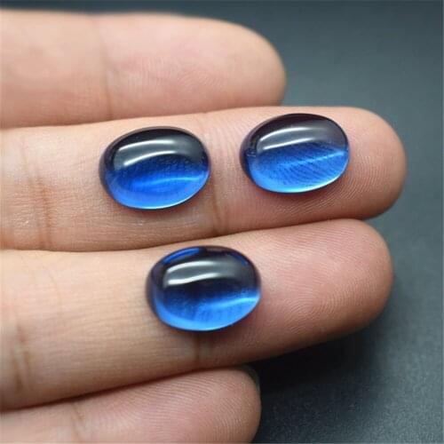 Ocean Blue Spinel Oval Cabochon Smooth Polished Surface Egg Shape Blue Spinel Cabochon Flat Back Multiple Sizes to Choose C15L