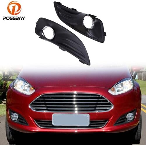 POSSBAY Front Lower Bumper Fog Light Lamp Cover Grill Grille for Ford Fiesta Hatchback 5-Door 2012-2016 Facelift Car-styling