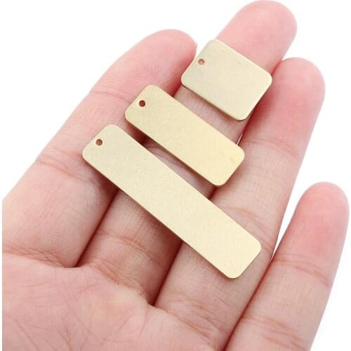 20pcs Charms Rectangle Stamping Disc Pendant Raw Brass Diy Bohemia Earring Necklace Jewelry Making Accessories