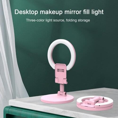 Portable Selfie Ringlight Adjustable Tripod Dimmable Folding Phone Led Ring Fill Light Lamp Stand Bracket for Makeup Video