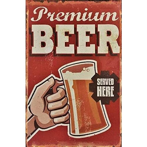 Premium Beer Served Here Bar Pub Restaurant Home Indoor Outdoor Tin Beer Retro Sign Signboard Metal Poster 8x12 Inch