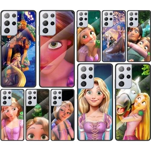 Rapunzel Disney Movie for Samsung Galaxy S21 Ultra Plus A72 A52 4G 5G M51 M31 M21 Luxury Tempered Glass Phone Case Cover