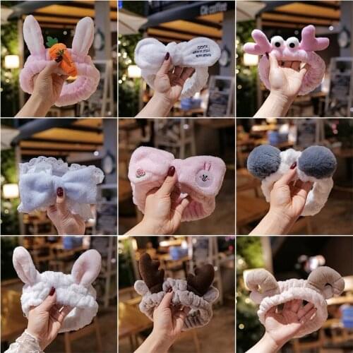 Ruoshui Woman Soft Cute Coral Fleece Hairband Cartoon Headband Wash Face Hair Holder Bezel Turban Women Fashion Hair Accessories