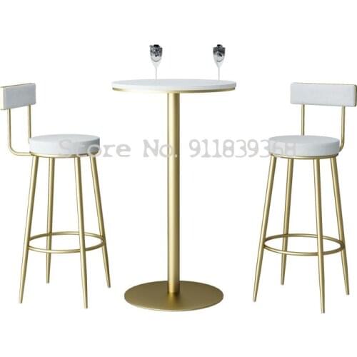 Nordic Marble Bar Table, High Foot Table, Domestic Bar Table, Round Table, Simple Bar Chair, Bench And Wall Chair Combination
